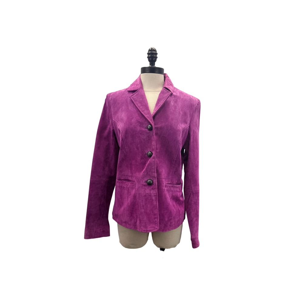 Ruff Hewn Purple Suede Leather Jacket Women's Size L Excellent Blazer